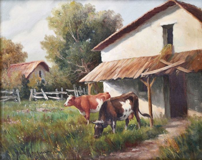 Cattle in a Pasture by Jean Marquand — oil on canvas