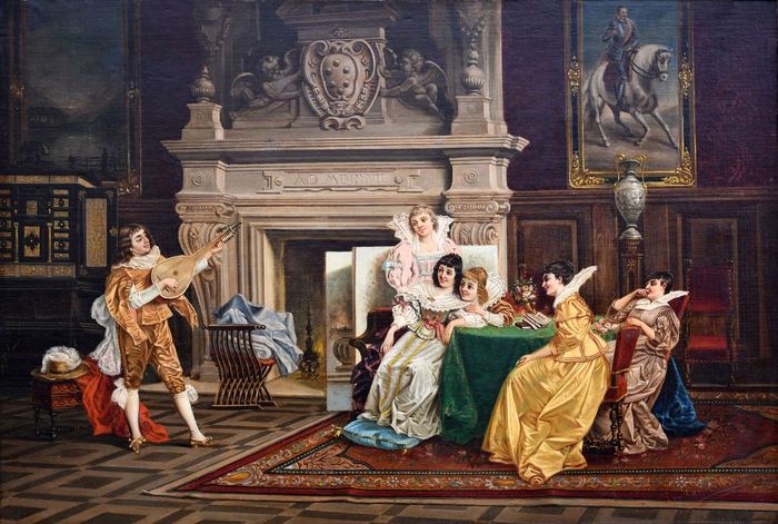 An Entertainment by L. Marin Moreno — oil on canvas