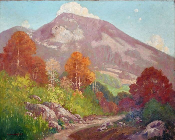 Mountain landscape by Peter Lanz Hohnstedt — oil on canvas