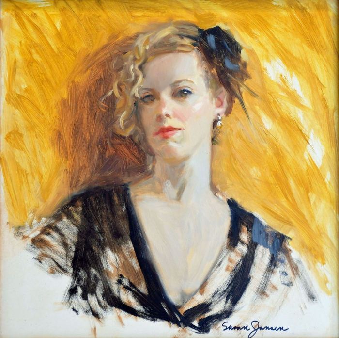 Torre in Black by Susan Jansen — oil on gessobord
