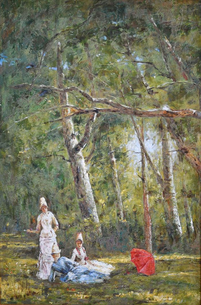 Three Women in a Park — oil on canvas
